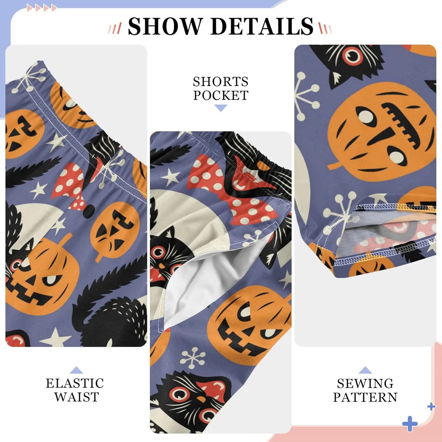 Pigsaly Boys' Pants Halloween Vintage Spooky Cats Long Bottoms Pumpkins Star Jogger Pants Elastic Waist Trousers Pockets S
