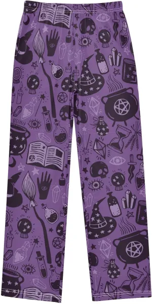 Pigsaly Boys' Pants Halloween Witch Hat Long Bottoms Magic Skull Star Jogger Pants Elastic Waist Trousers with Pockets S