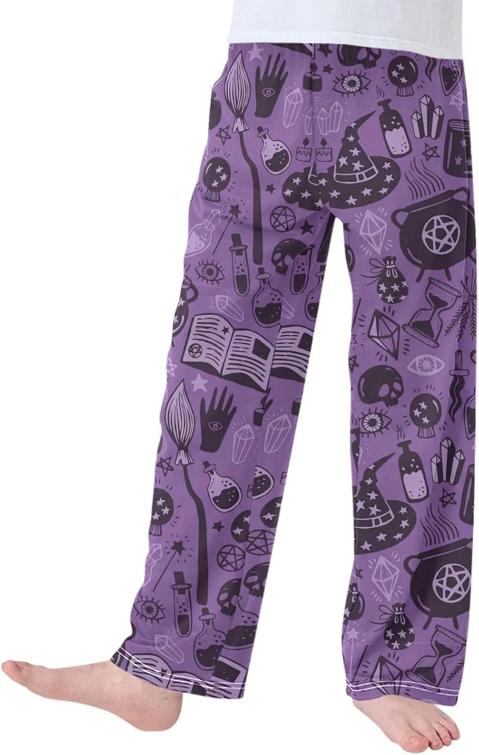 Pigsaly Boys' Pants Halloween Witch Hat Long Bottoms Magic Skull Star Jogger Pants Elastic Waist Trousers with Pockets S