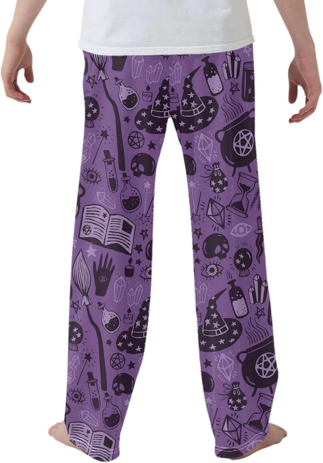 Pigsaly Boys' Pants Halloween Witch Hat Long Bottoms Magic Skull Star Jogger Pants Elastic Waist Trousers with Pockets S