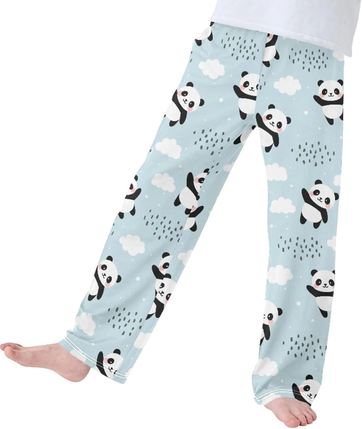Pigsaly Boys' Pants Happy Cute Pandas Long Bottoms Clouds Stars Animals Jogger Pants Elastic Waist Trousers with Pockets S