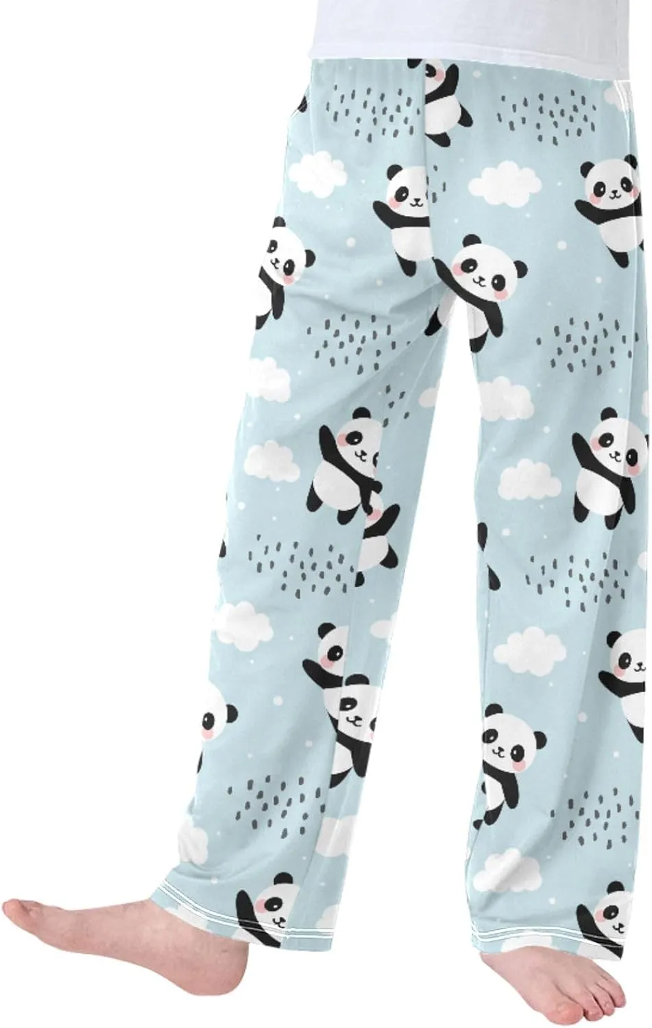 Pigsaly Boys' Pants Happy Cute Pandas Long Bottoms Clouds Stars Animals Jogger Pants Elastic Waist Trousers with Pockets S