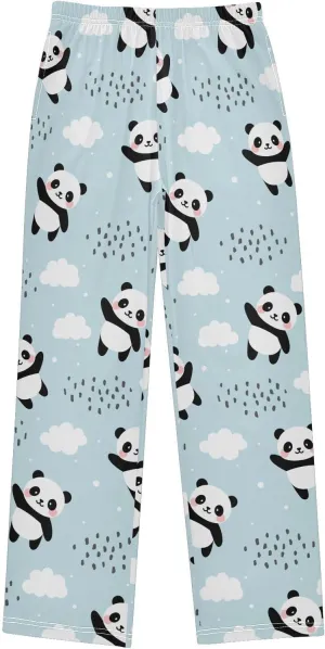 Pigsaly Boys' Pants Happy Cute Pandas Long Bottoms Clouds Stars Animals Jogger Pants Elastic Waist Trousers with Pockets S