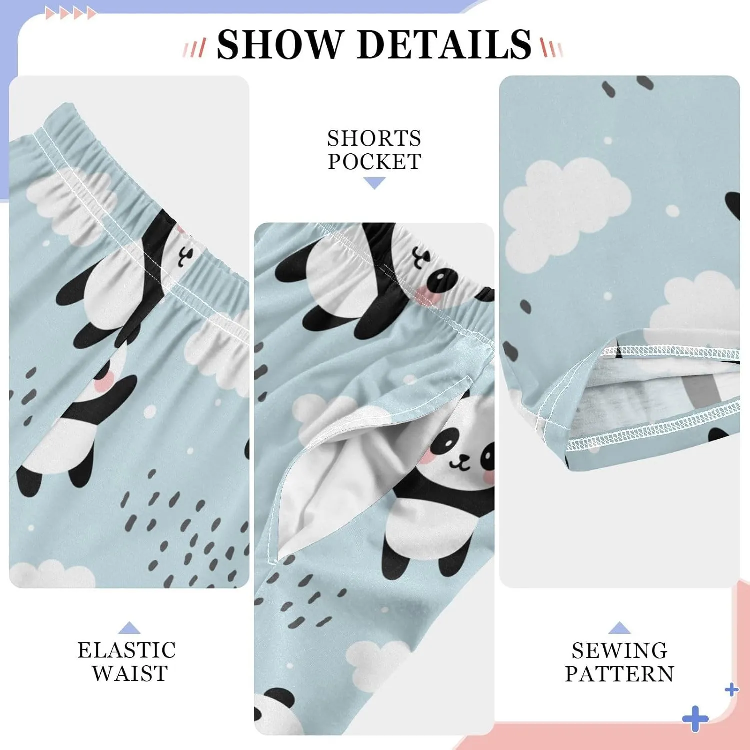 Pigsaly Boys' Pants Happy Cute Pandas Long Bottoms Clouds Stars Animals Jogger Pants Elastic Waist Trousers with Pockets S