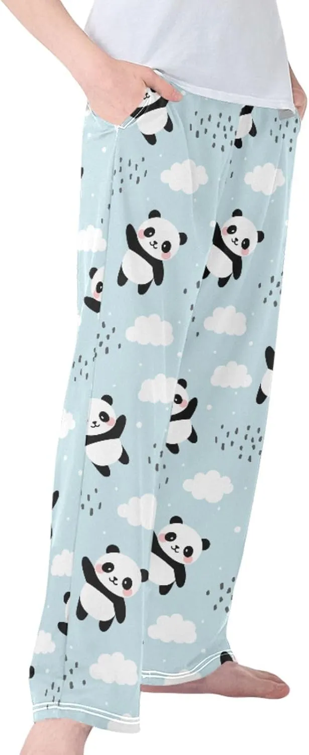Pigsaly Boys' Pants Happy Cute Pandas Long Bottoms Clouds Stars Animals Jogger Pants Elastic Waist Trousers with Pockets S