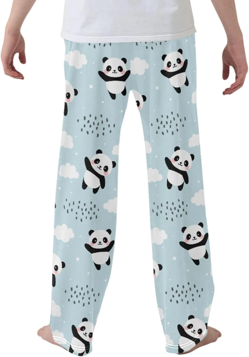 Pigsaly Boys' Pants Happy Cute Pandas Long Bottoms Clouds Stars Animals Jogger Pants Elastic Waist Trousers with Pockets S