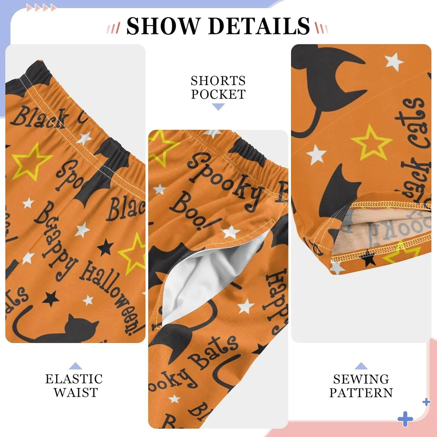 Pigsaly Boys' Pants Happy Halloween Black Cats Long Bottoms Spooky Bats Stars Jogger Pants Elastic Waist Trousers S