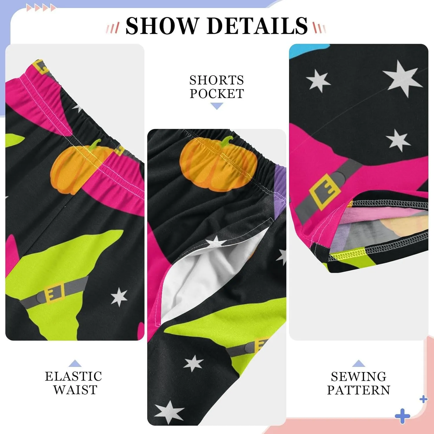 Pigsaly Boys' Pants Happy Halloween Witch Hat Long Bottoms Cute Caps Pumpkins Stars Jogger Pants Elastic Waist Trousers S