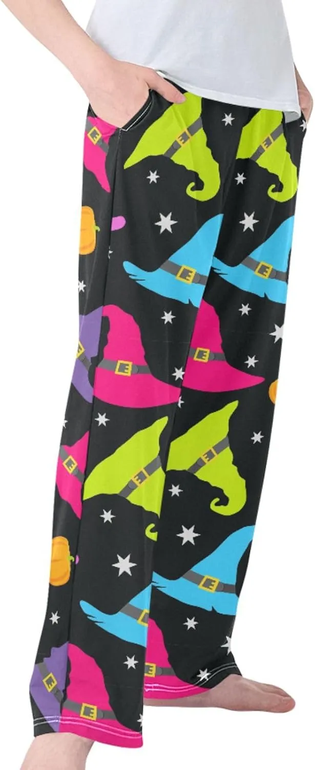 Pigsaly Boys' Pants Happy Halloween Witch Hat Long Bottoms Cute Caps Pumpkins Stars Jogger Pants Elastic Waist Trousers S