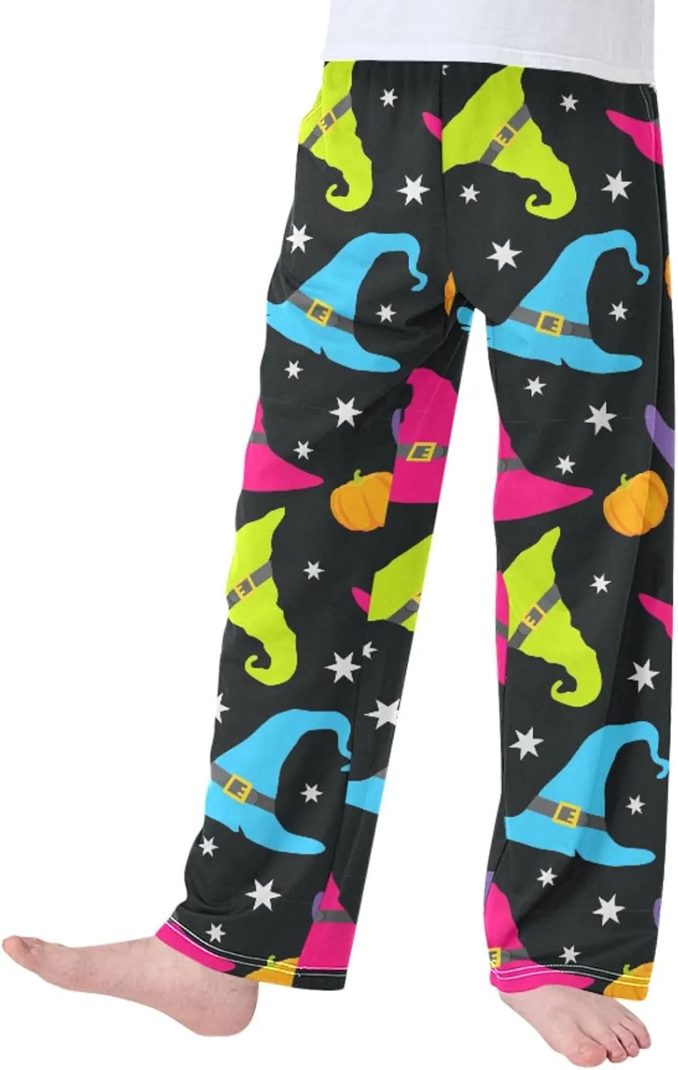 Pigsaly Boys' Pants Happy Halloween Witch Hat Long Bottoms Cute Caps Pumpkins Stars Jogger Pants Elastic Waist Trousers S