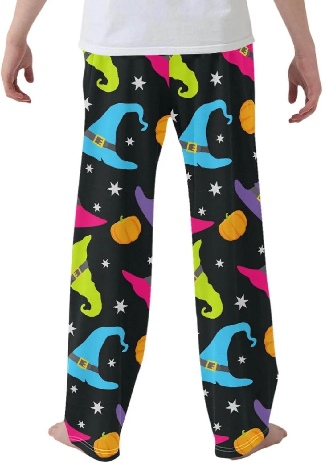 Pigsaly Boys' Pants Happy Halloween Witch Hat Long Bottoms Cute Caps Pumpkins Stars Jogger Pants Elastic Waist Trousers S