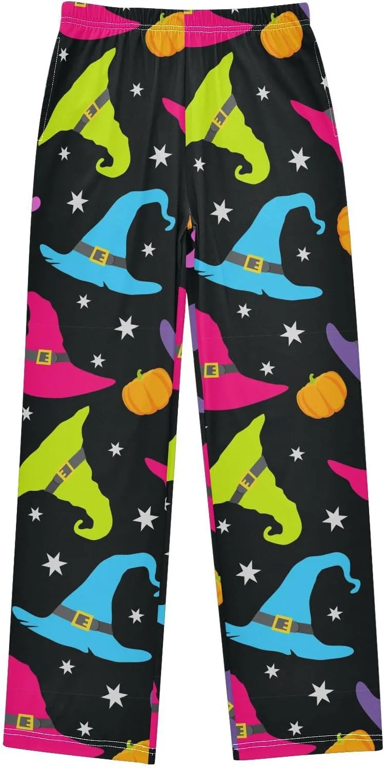 Pigsaly Boys' Pants Happy Halloween Witch Hat Long Bottoms Cute Caps Pumpkins Stars Jogger Pants Elastic Waist Trousers S