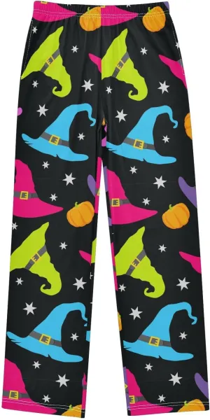 Pigsaly Boys' Pants Happy Halloween Witch Hat Long Bottoms Cute Caps Pumpkins Stars Jogger Pants Elastic Waist Trousers S