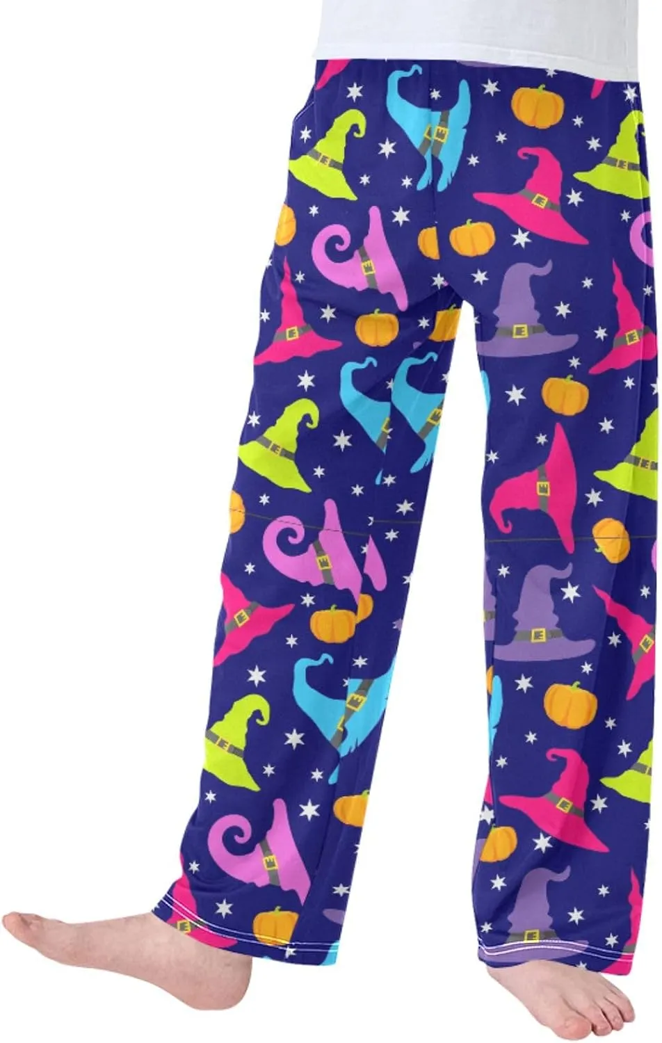 Pigsaly Boys' Pants Happy Halloween Witch Hat Long Bottoms Stars Wizard Caps Pumpkins Jogger Pants Elastic Waist Trousers S