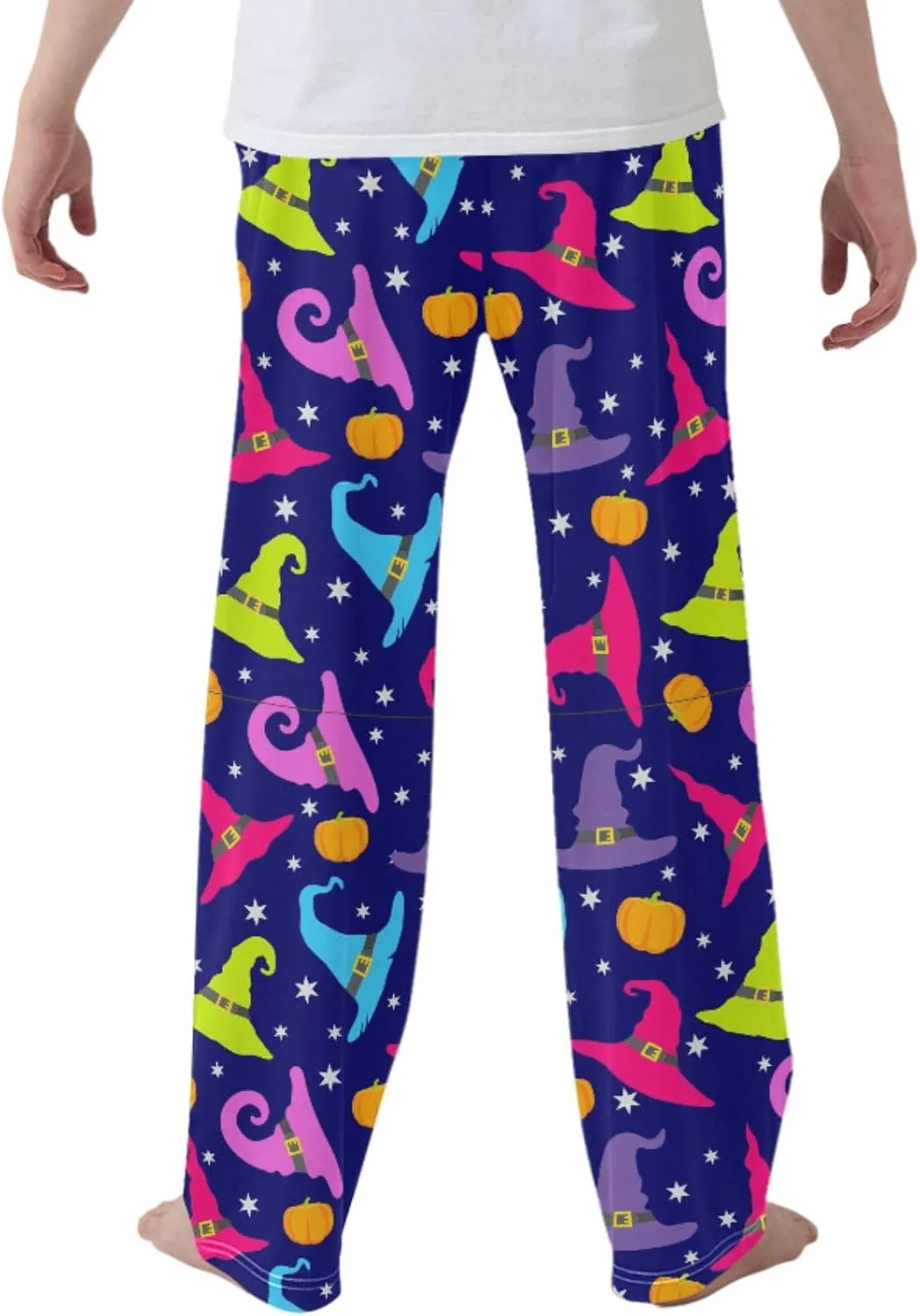 Pigsaly Boys' Pants Happy Halloween Witch Hat Long Bottoms Stars Wizard Caps Pumpkins Jogger Pants Elastic Waist Trousers S