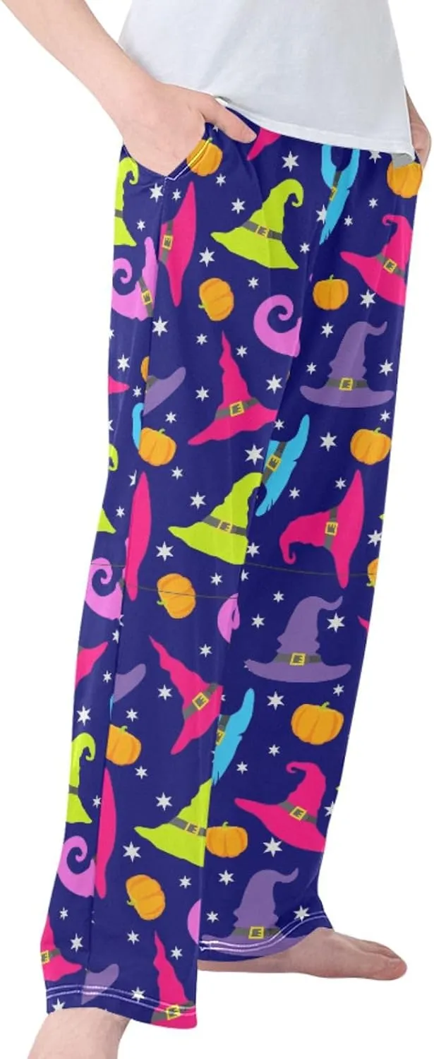 Pigsaly Boys' Pants Happy Halloween Witch Hat Long Bottoms Stars Wizard Caps Pumpkins Jogger Pants Elastic Waist Trousers S