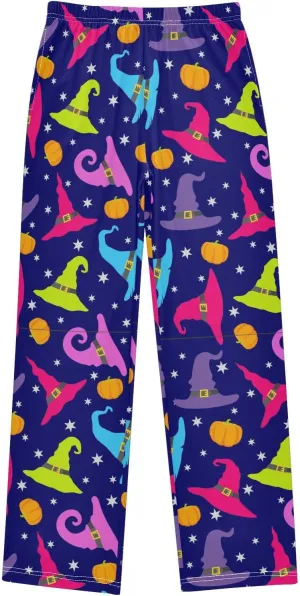 Pigsaly Boys' Pants Happy Halloween Witch Hat Long Bottoms Stars Wizard Caps Pumpkins Jogger Pants Elastic Waist Trousers S