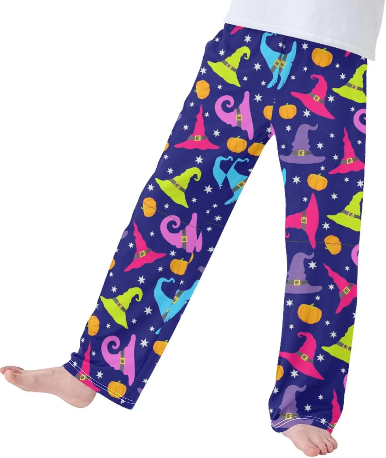 Pigsaly Boys' Pants Happy Halloween Witch Hat Long Bottoms Stars Wizard Caps Pumpkins Jogger Pants Elastic Waist Trousers S