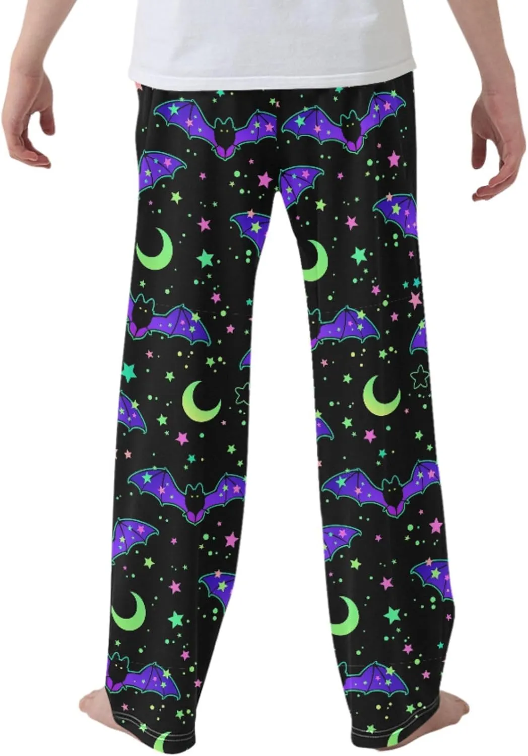 Pigsaly Boys' Pants Magic Rainbow Bats Long Bottoms Starry Sky Stars Jogger Pants Elastic Waist Trousers With Pockets S