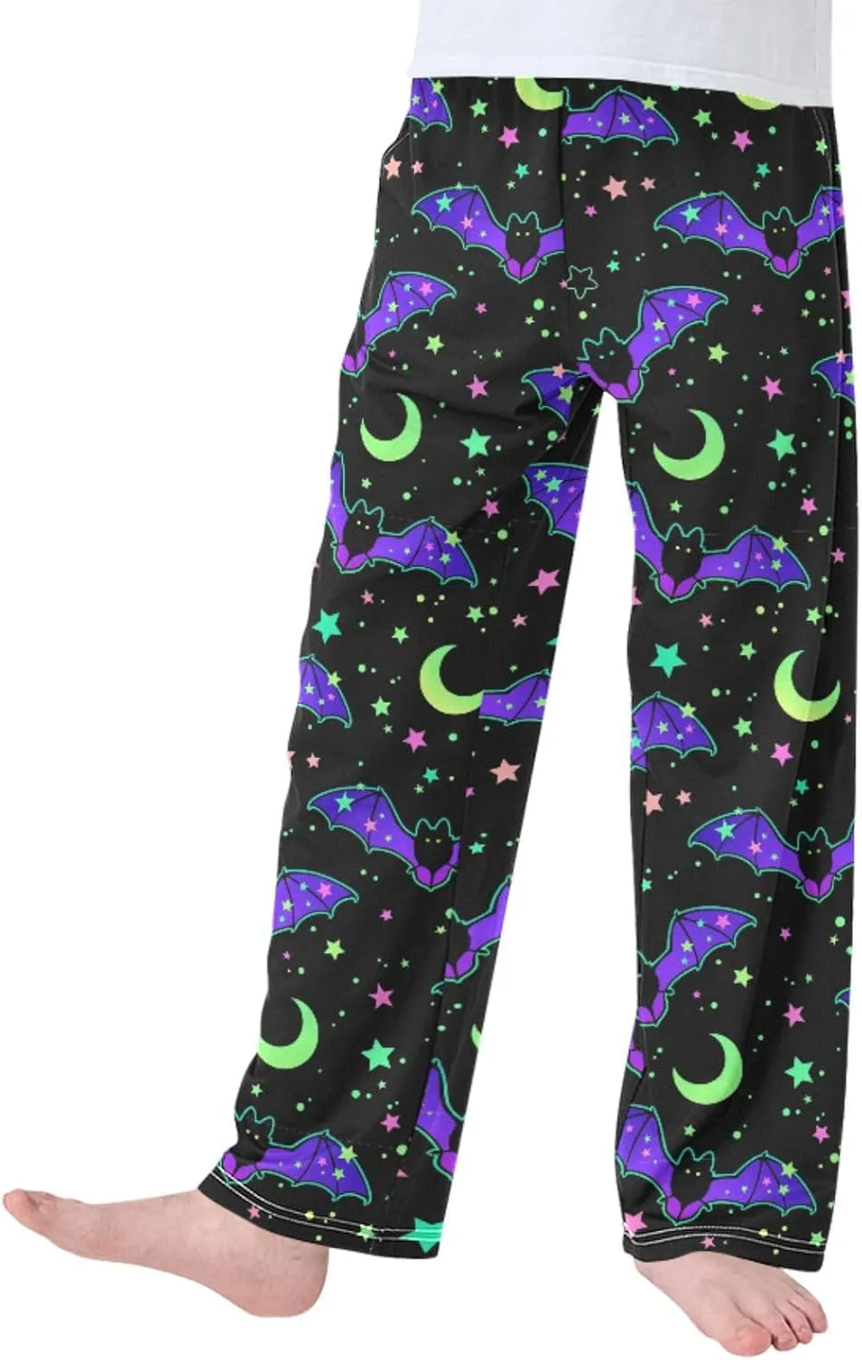Pigsaly Boys' Pants Magic Rainbow Bats Long Bottoms Starry Sky Stars Jogger Pants Elastic Waist Trousers With Pockets S