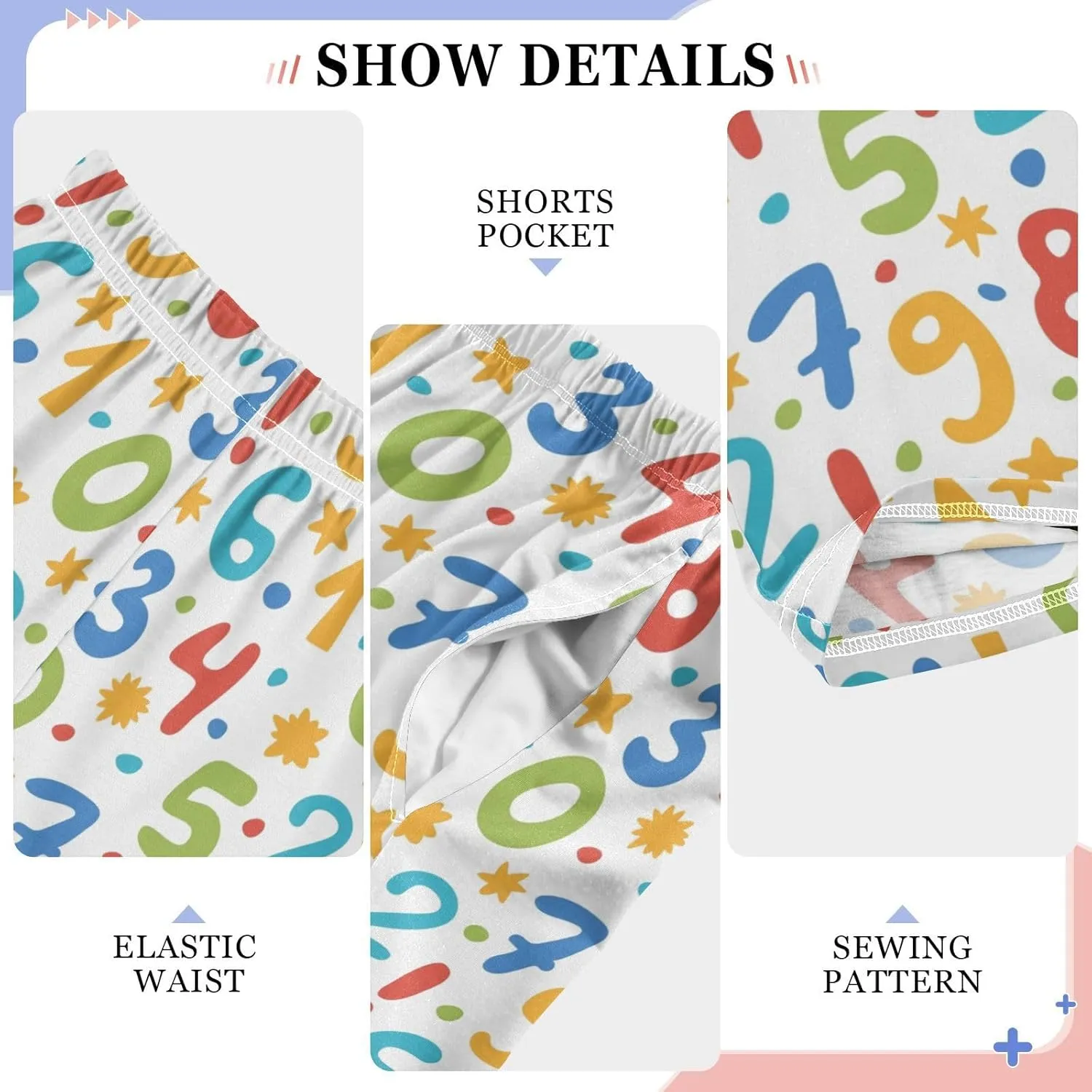 Pigsaly Boys' Pants Math Bright Preschoolers Long Bottoms Colorful Stars Number Jogger Pants Elastic Waist Trousers S