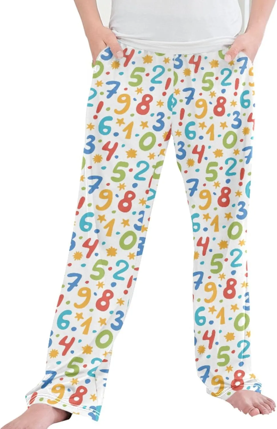 Pigsaly Boys' Pants Math Bright Preschoolers Long Bottoms Colorful Stars Number Jogger Pants Elastic Waist Trousers S