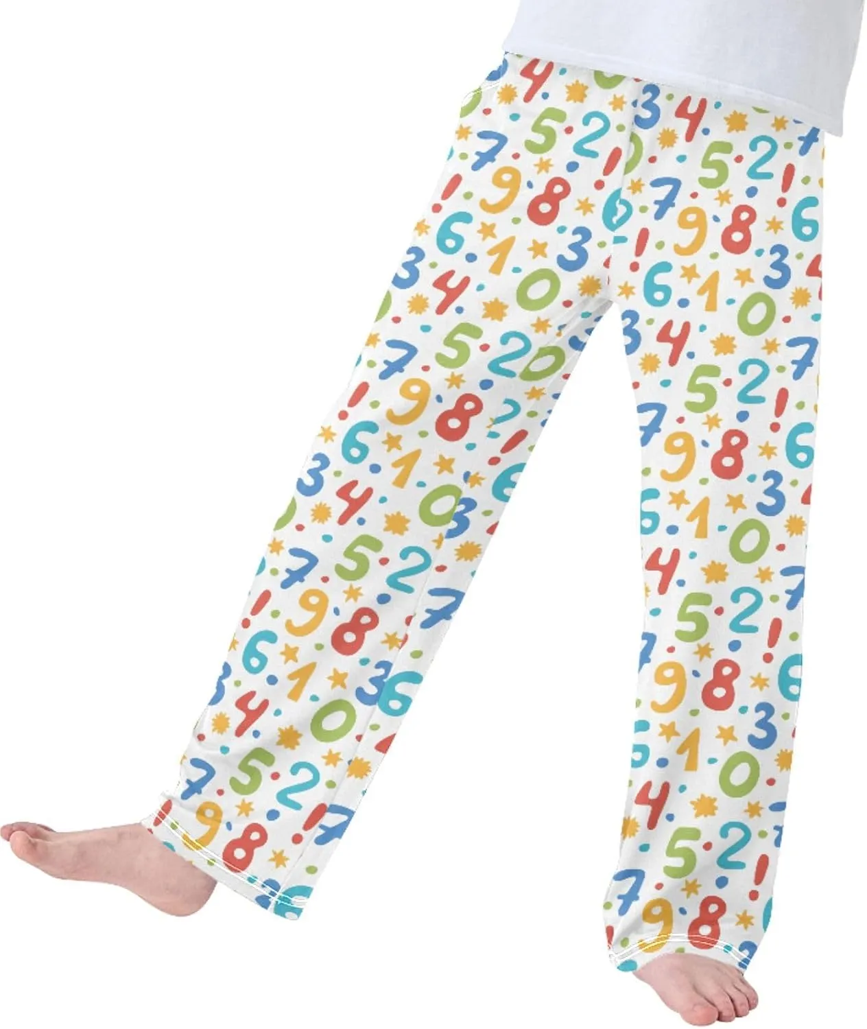 Pigsaly Boys' Pants Math Bright Preschoolers Long Bottoms Colorful Stars Number Jogger Pants Elastic Waist Trousers S
