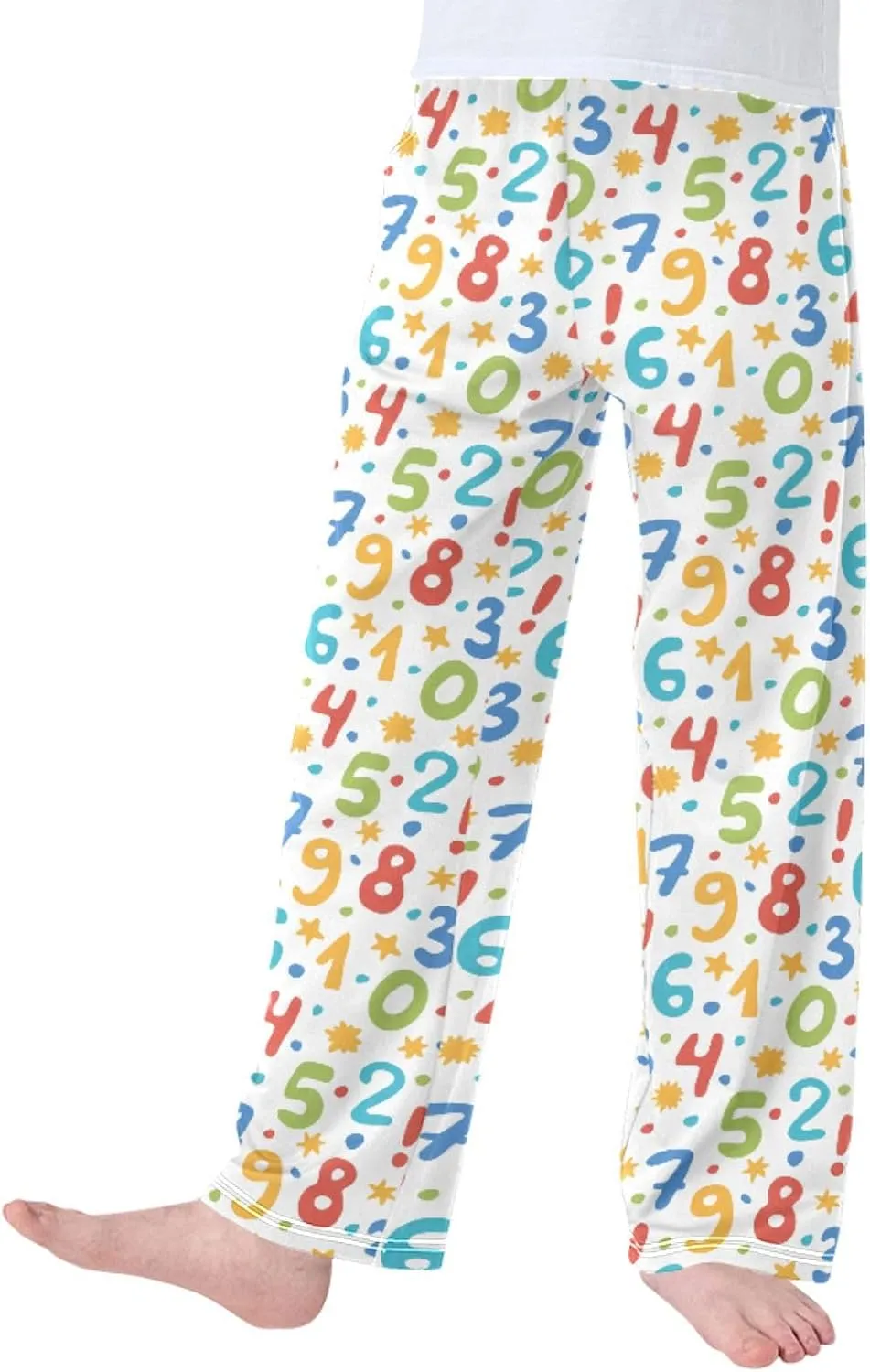 Pigsaly Boys' Pants Math Bright Preschoolers Long Bottoms Colorful Stars Number Jogger Pants Elastic Waist Trousers S