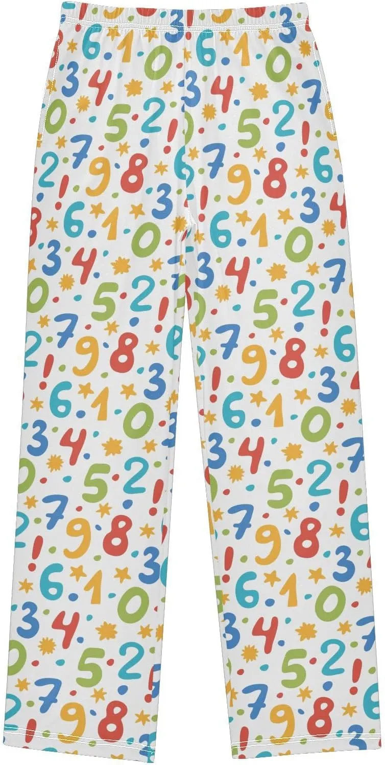 Pigsaly Boys' Pants Math Bright Preschoolers Long Bottoms Colorful Stars Number Jogger Pants Elastic Waist Trousers S