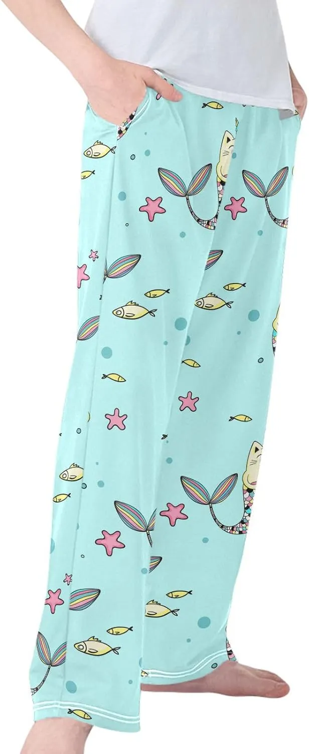 Pigsaly Boys' Pants Mermaid Cat Fish Scale Star Long Bottoms Star Sea Unicorn Jogger Pants Elastic Waist Trousers S