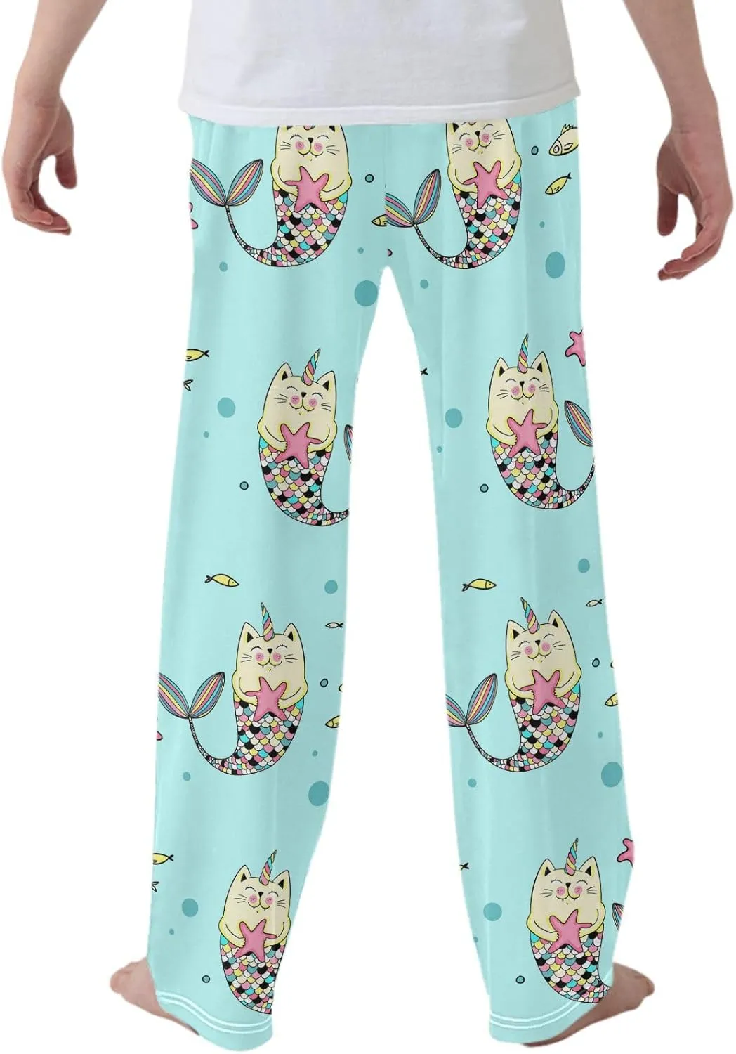 Pigsaly Boys' Pants Mermaid Cat Fish Scale Star Long Bottoms Star Sea Unicorn Jogger Pants Elastic Waist Trousers S
