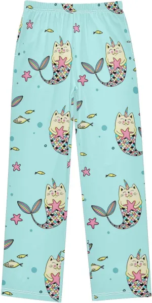 Pigsaly Boys' Pants Mermaid Cat Fish Scale Star Long Bottoms Star Sea Unicorn Jogger Pants Elastic Waist Trousers S