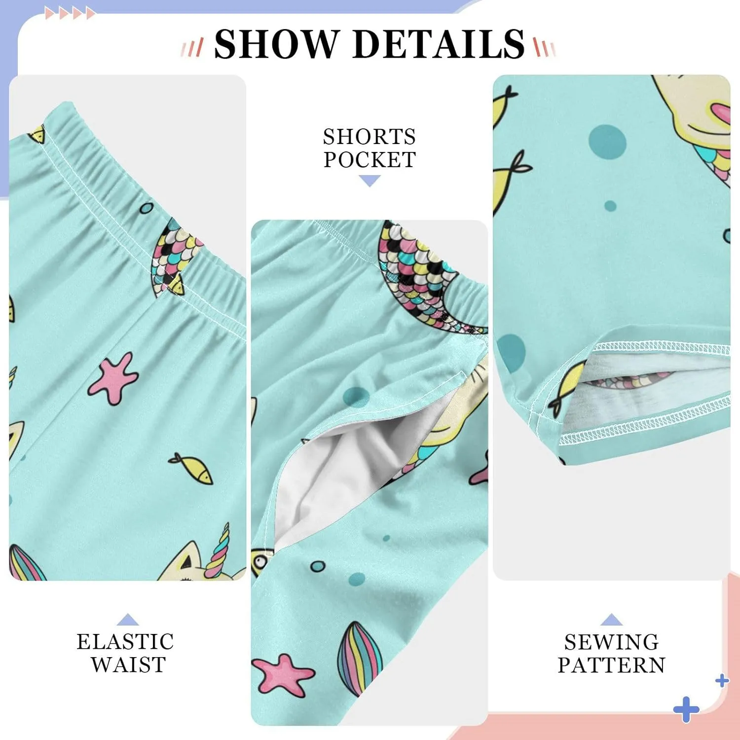 Pigsaly Boys' Pants Mermaid Cat Fish Scale Star Long Bottoms Star Sea Unicorn Jogger Pants Elastic Waist Trousers S