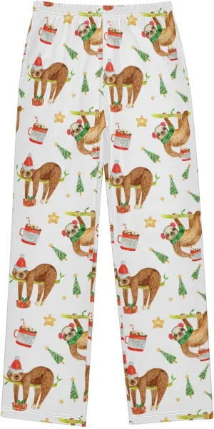 Pigsaly Boys' Pants Merry Christmas Sloth Long Bottoms New Year Xmas Tree Star Jogger Pants Elastic Waist Trousers Pockets S