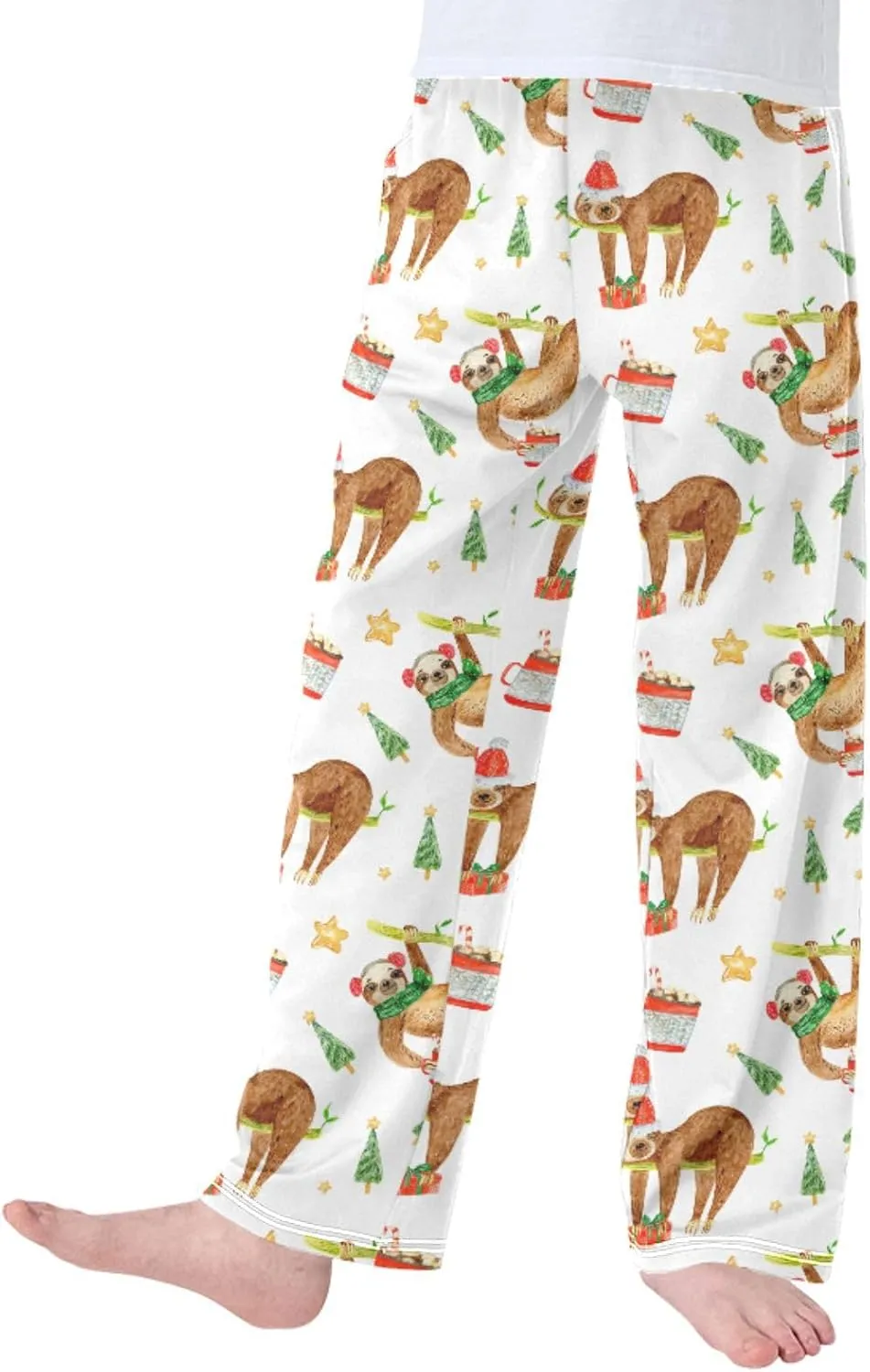 Pigsaly Boys' Pants Merry Christmas Sloth Long Bottoms New Year Xmas Tree Star Jogger Pants Elastic Waist Trousers Pockets S