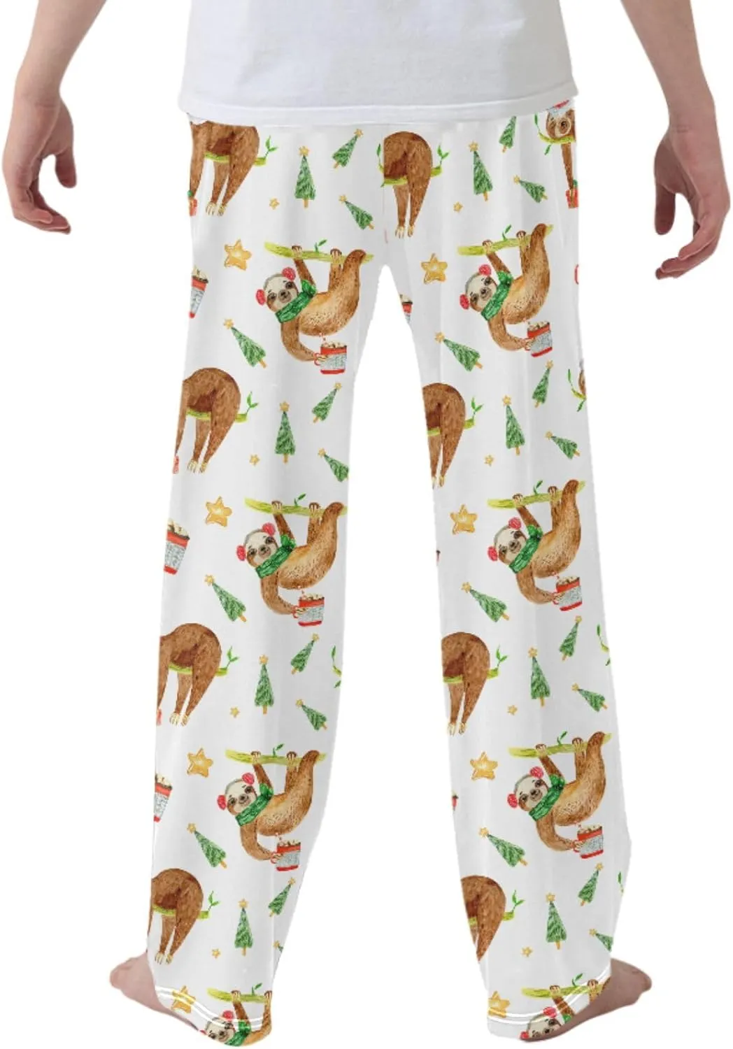 Pigsaly Boys' Pants Merry Christmas Sloth Long Bottoms New Year Xmas Tree Star Jogger Pants Elastic Waist Trousers Pockets S