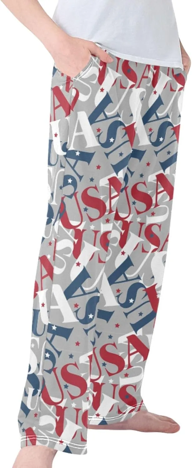 Pigsaly Boys' Pants National Patriotic USA Flag Long Bottoms Red Blue Stars Jogger Pants Elastic Waist Trousers Pockets S