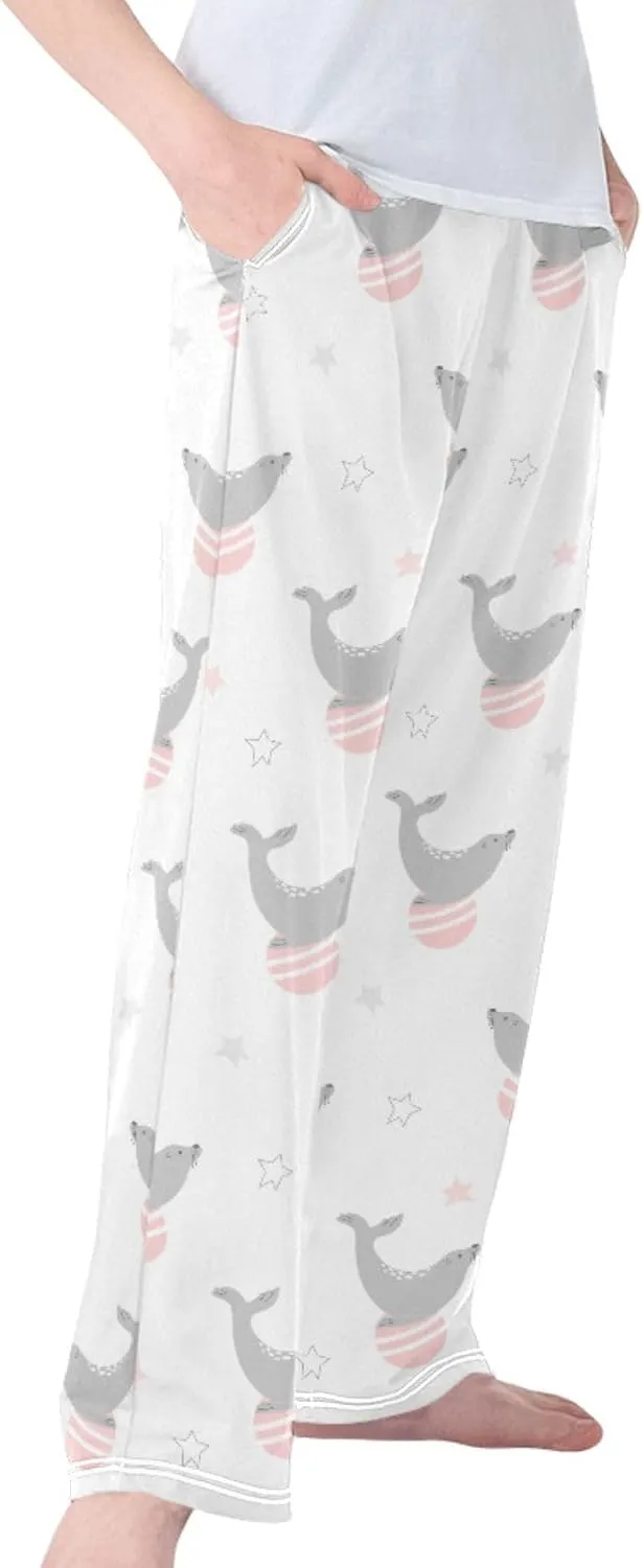 Pigsaly Boys' Pants Pink Ball Circus Seal Long Bottoms Stars Cute Animals Jogger Pants Elastic Waist Trousers With Pockets S