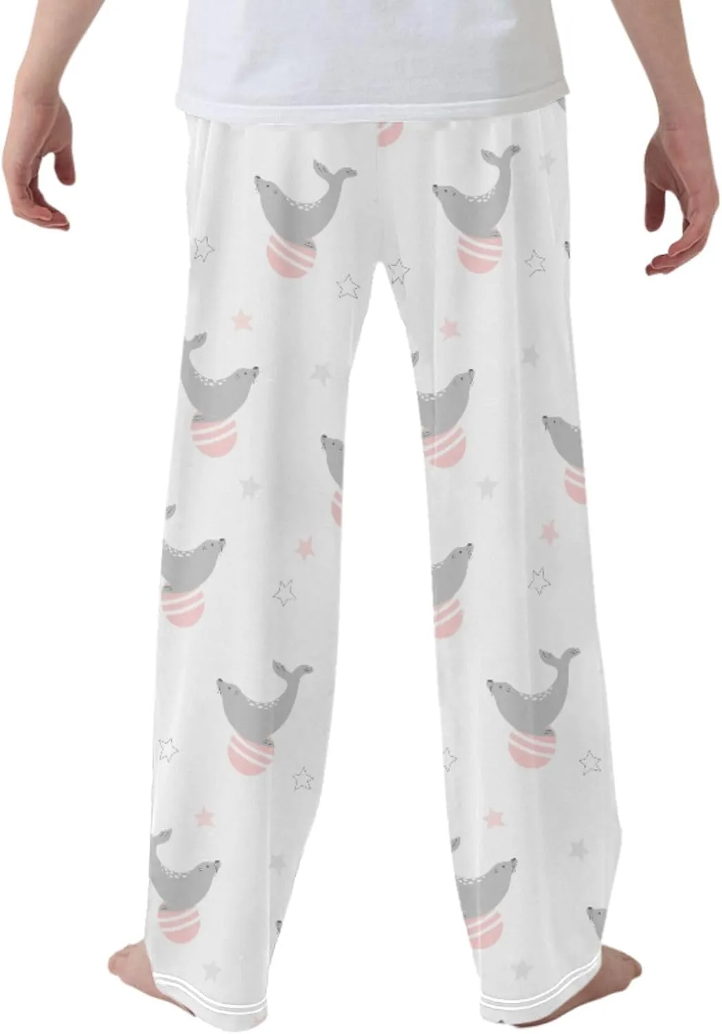 Pigsaly Boys' Pants Pink Ball Circus Seal Long Bottoms Stars Cute Animals Jogger Pants Elastic Waist Trousers With Pockets S