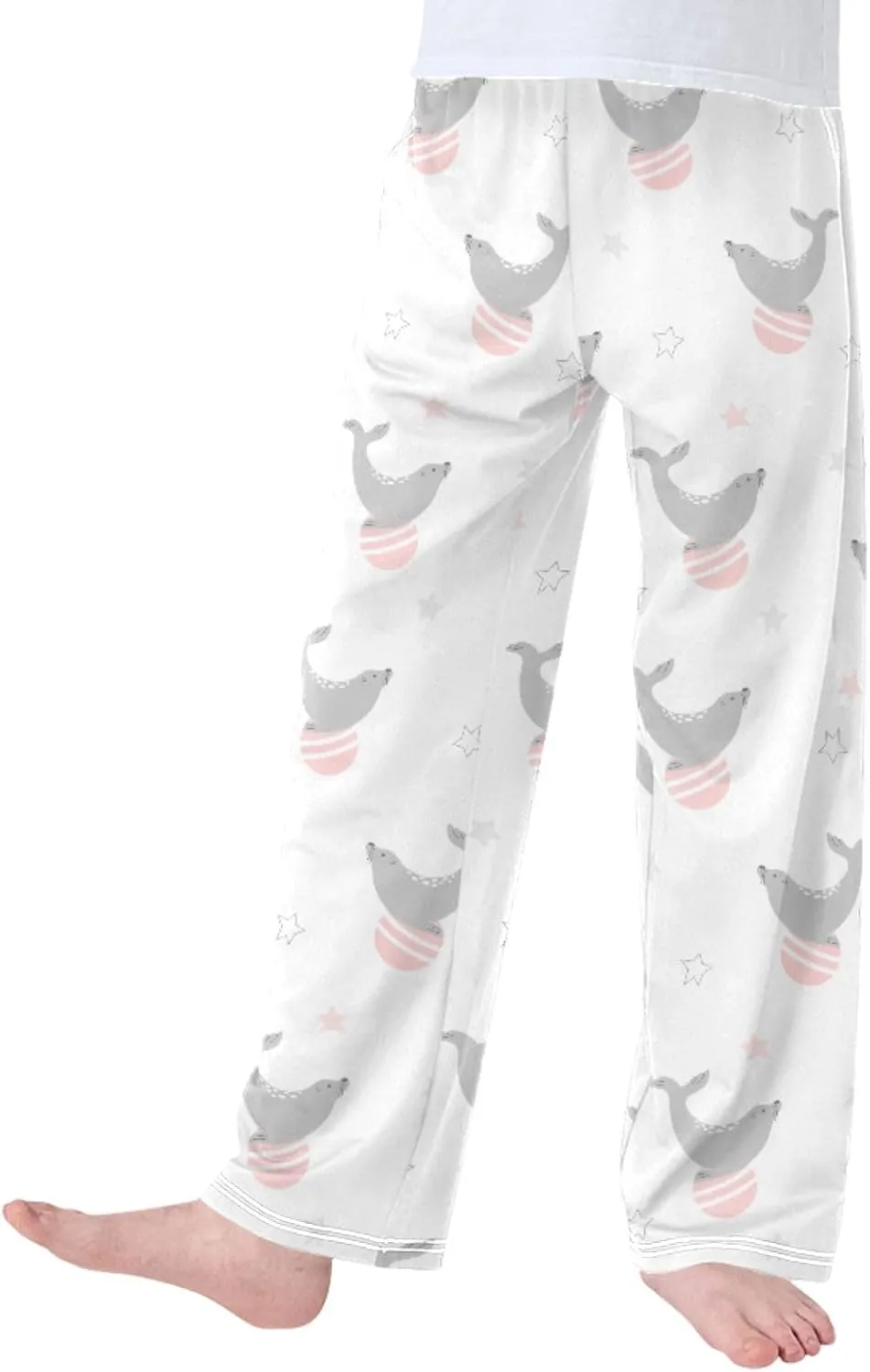 Pigsaly Boys' Pants Pink Ball Circus Seal Long Bottoms Stars Cute Animals Jogger Pants Elastic Waist Trousers With Pockets S