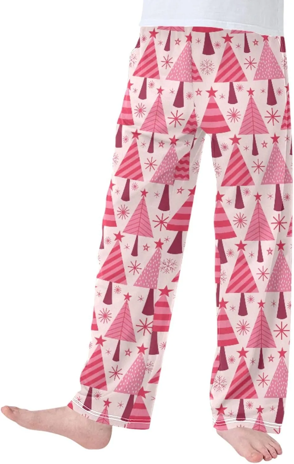 Pigsaly Boys' Pants Pinkred Christmas Trees Long Bottoms Stars Snowflakes Jogger Pants Elastic Waist Trousers with Pockets S