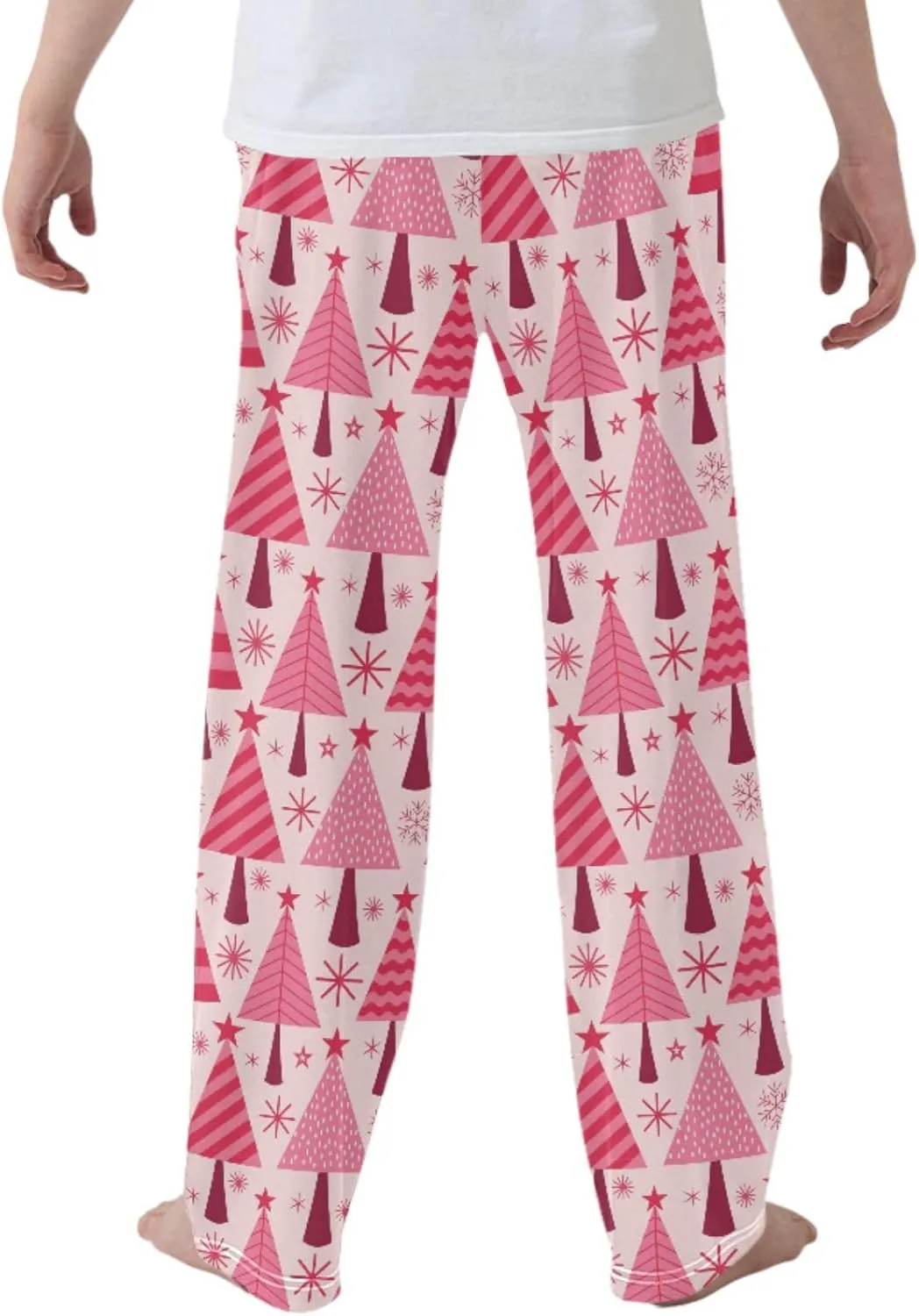 Pigsaly Boys' Pants Pinkred Christmas Trees Long Bottoms Stars Snowflakes Jogger Pants Elastic Waist Trousers with Pockets S