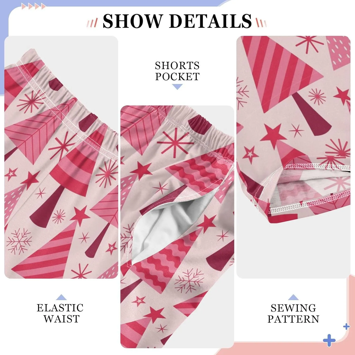 Pigsaly Boys' Pants Pinkred Christmas Trees Long Bottoms Stars Snowflakes Jogger Pants Elastic Waist Trousers with Pockets S