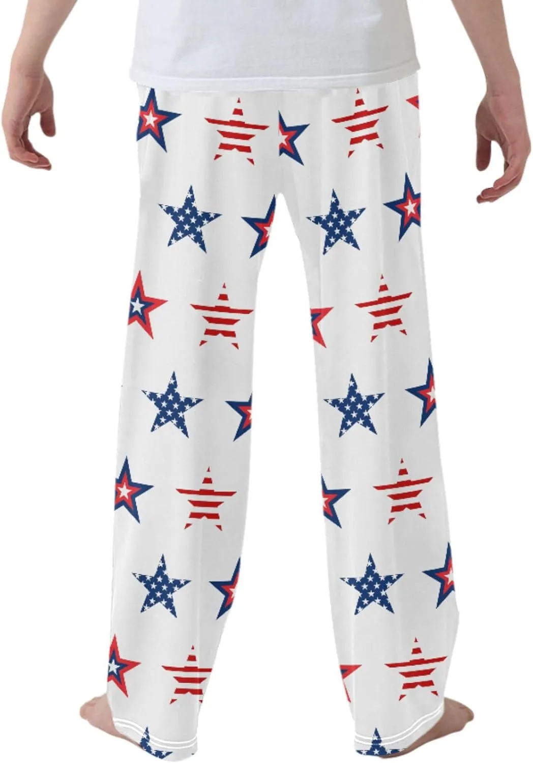 Pigsaly Boys' Pants Red Blue USA Flag Long Bottoms American Stars Stripes Jogger Pants Elastic Waist Trousers Pockets S