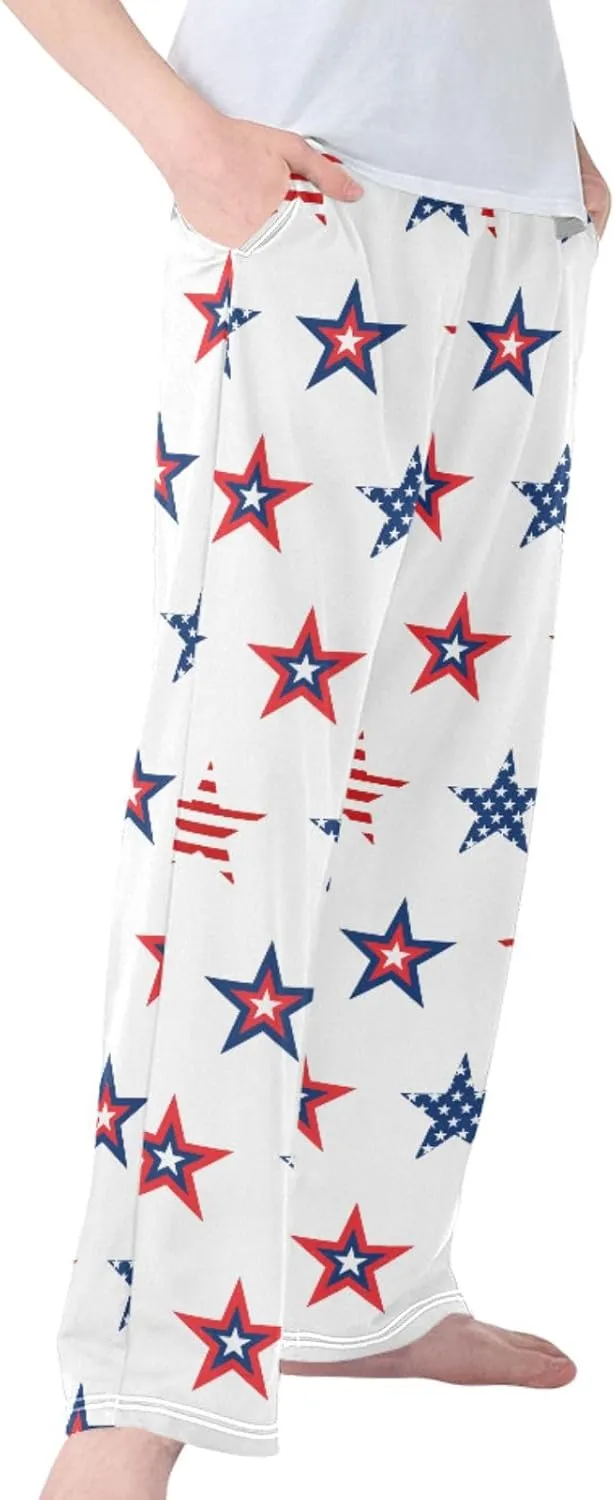 Pigsaly Boys' Pants Red Blue USA Flag Long Bottoms American Stars Stripes Jogger Pants Elastic Waist Trousers Pockets S