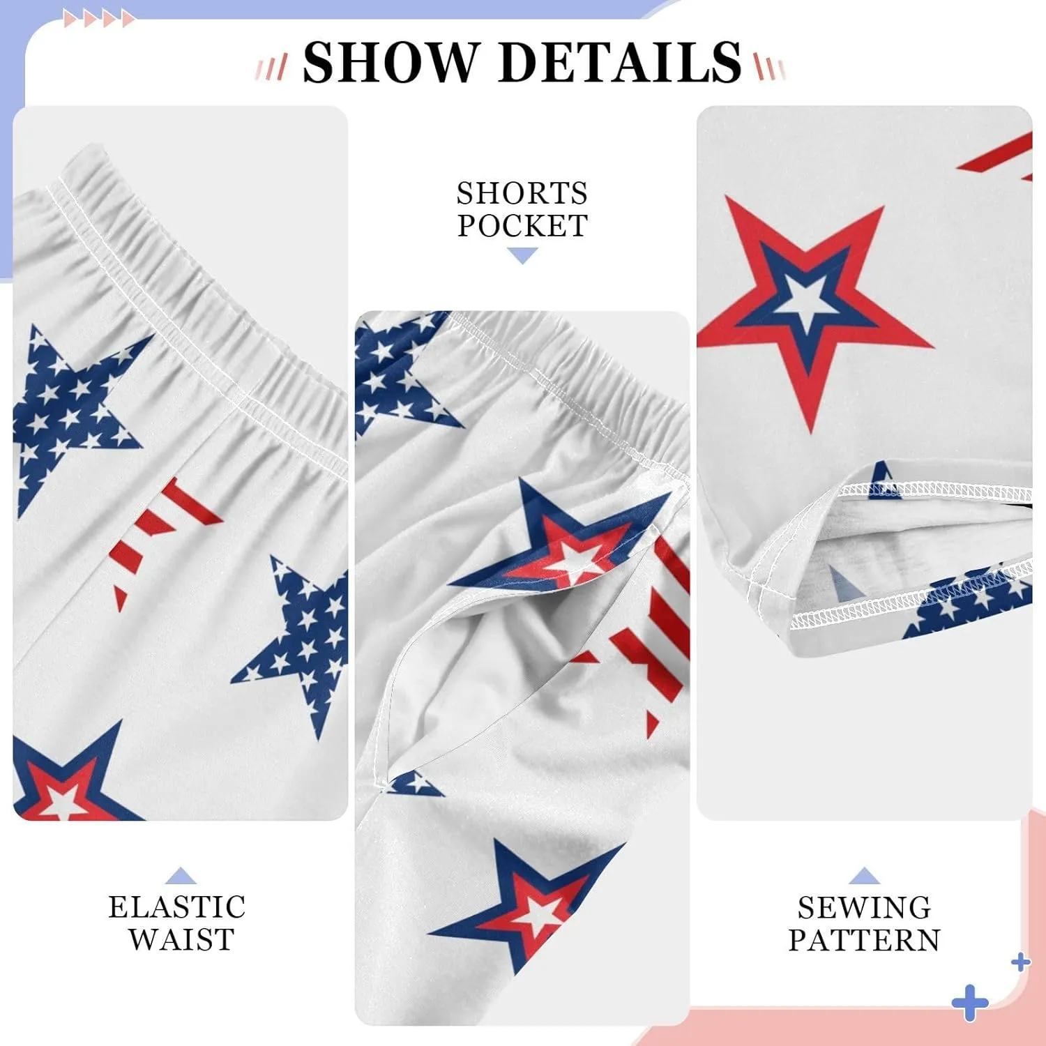 Pigsaly Boys' Pants Red Blue USA Flag Long Bottoms American Stars Stripes Jogger Pants Elastic Waist Trousers Pockets S