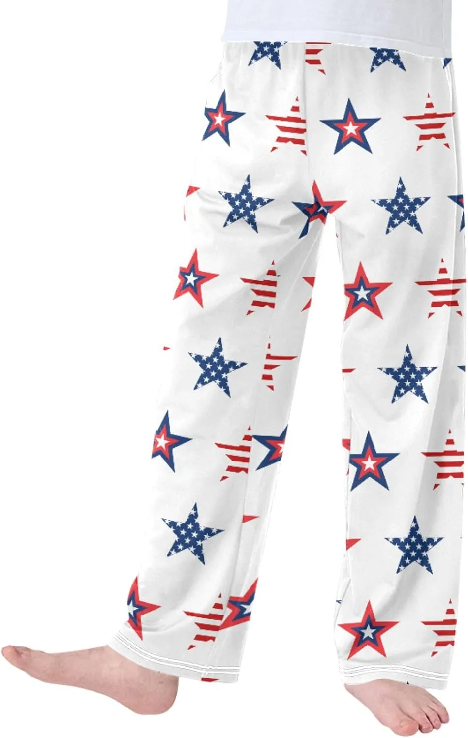 Pigsaly Boys' Pants Red Blue USA Flag Long Bottoms American Stars Stripes Jogger Pants Elastic Waist Trousers Pockets S