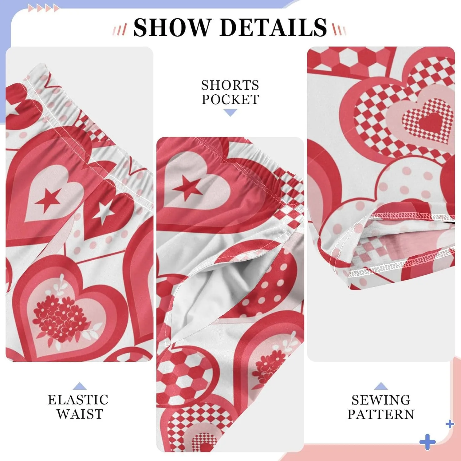 Pigsaly Boys' Pants Red Heart Plaid Long Bottoms Stars Flower Jogger Pants Elastic Waist Trousers With Pockets S