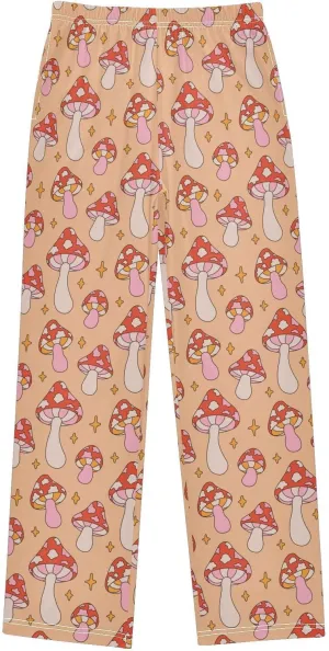 Pigsaly Boys' Pants Retro Red Mushrooms Long Bottoms Gold Stars Jogger Pants Elastic Waist Trousers with Pockets S