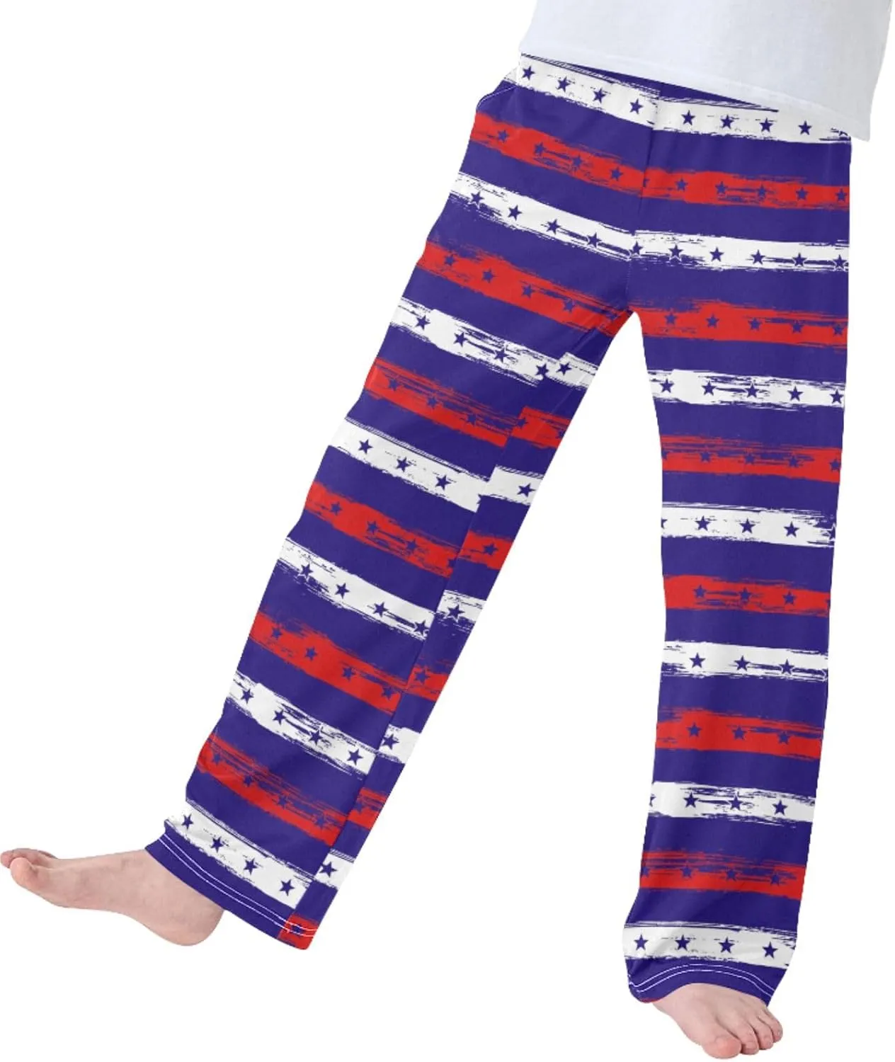 Pigsaly Boys' Pants Retro Usa Flag Independence Day Long Bottoms 4th July Stars Stripes Jogger Pants Elastic Waist Trousers S